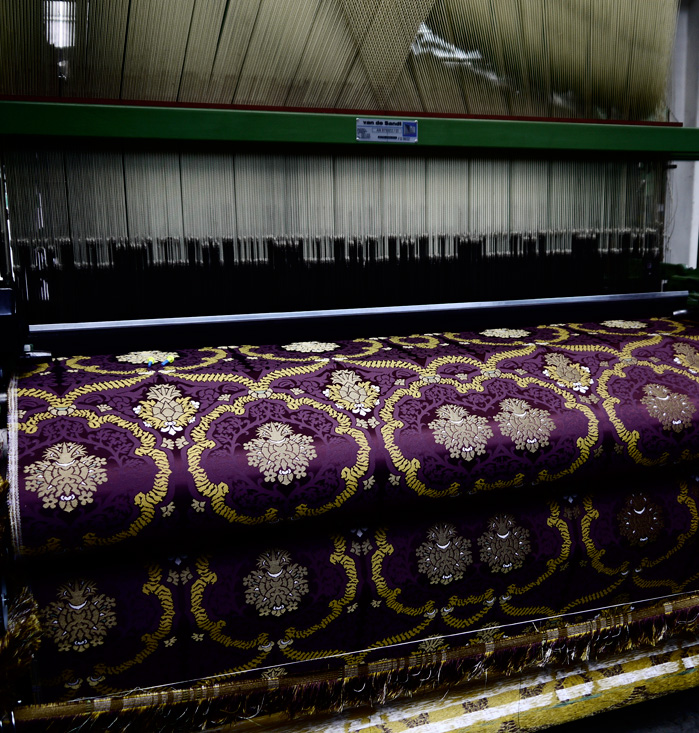 Beautiful fabric being produced by machine